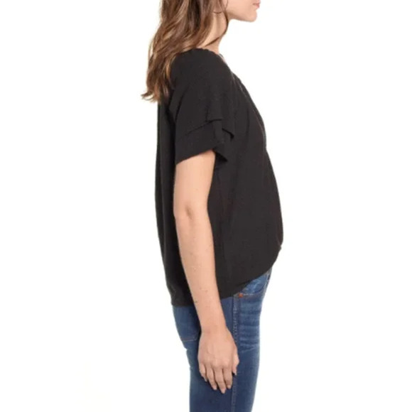 Madewell Womens Texture & Thread Tiered-Sleeve Top Size 3X Black NWT - Picture 3 of 11